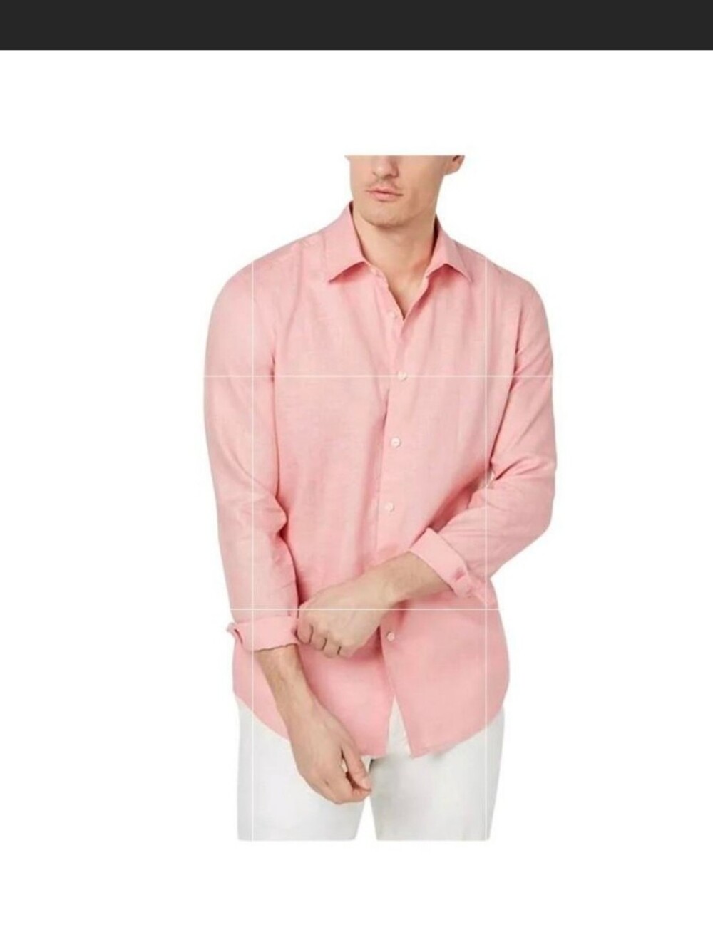 NWT Tasso Elba Linen Long-Sleeve Button-Up Shirt In Blush